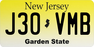 NJ license plate J30VMB