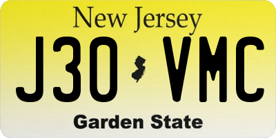 NJ license plate J30VMC