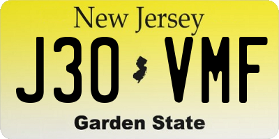 NJ license plate J30VMF
