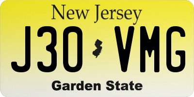 NJ license plate J30VMG