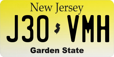 NJ license plate J30VMH