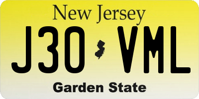 NJ license plate J30VML