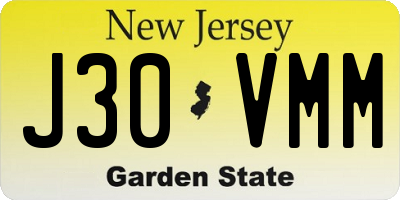 NJ license plate J30VMM