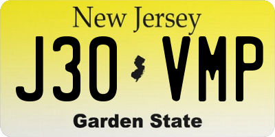 NJ license plate J30VMP