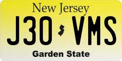 NJ license plate J30VMS