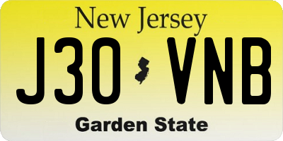 NJ license plate J30VNB