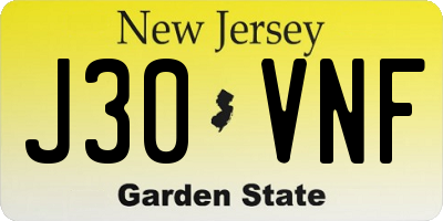 NJ license plate J30VNF