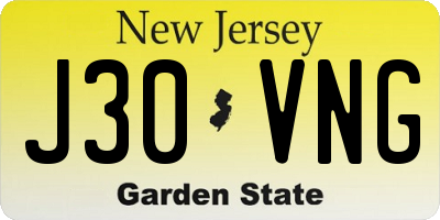 NJ license plate J30VNG