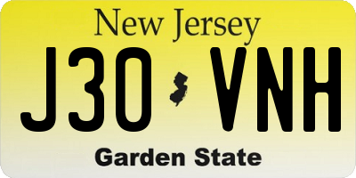 NJ license plate J30VNH
