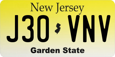 NJ license plate J30VNV