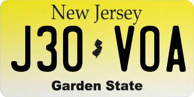 NJ license plate J30VOA