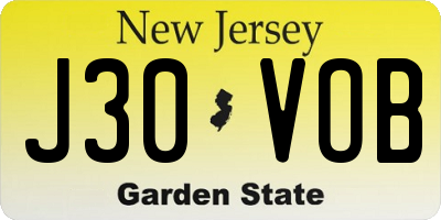 NJ license plate J30VOB