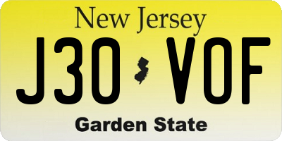 NJ license plate J30VOF