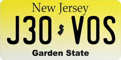NJ license plate J30VOS