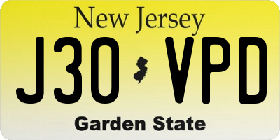 NJ license plate J30VPD