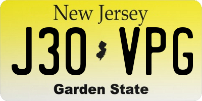 NJ license plate J30VPG