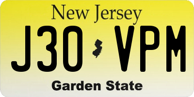 NJ license plate J30VPM