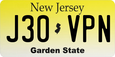 NJ license plate J30VPN