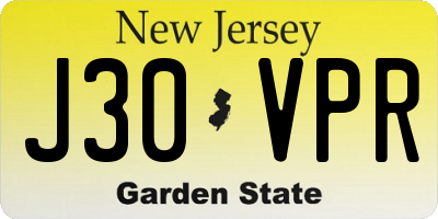 NJ license plate J30VPR