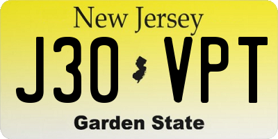 NJ license plate J30VPT