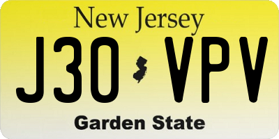 NJ license plate J30VPV