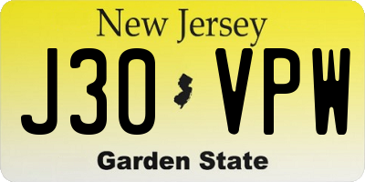 NJ license plate J30VPW