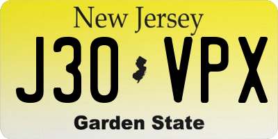 NJ license plate J30VPX