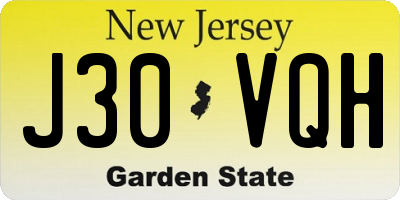 NJ license plate J30VQH