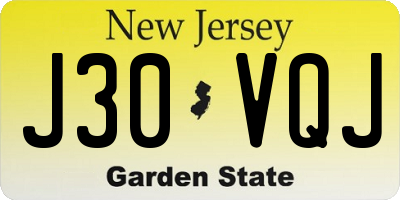 NJ license plate J30VQJ