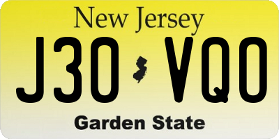 NJ license plate J30VQO