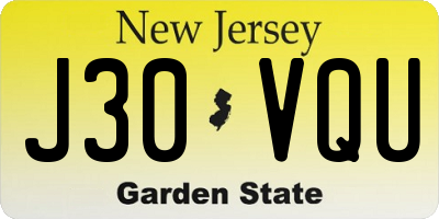 NJ license plate J30VQU