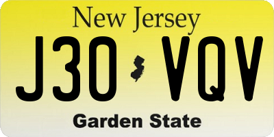 NJ license plate J30VQV