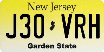 NJ license plate J30VRH