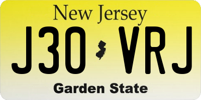 NJ license plate J30VRJ