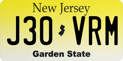 NJ license plate J30VRM