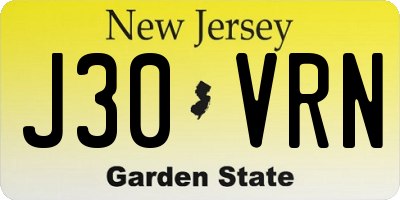 NJ license plate J30VRN