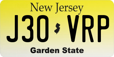 NJ license plate J30VRP
