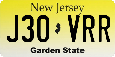 NJ license plate J30VRR
