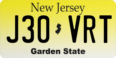 NJ license plate J30VRT