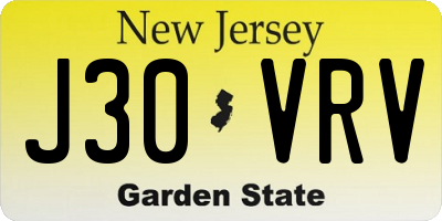 NJ license plate J30VRV