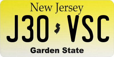 NJ license plate J30VSC