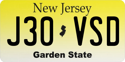 NJ license plate J30VSD