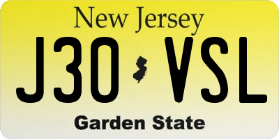 NJ license plate J30VSL