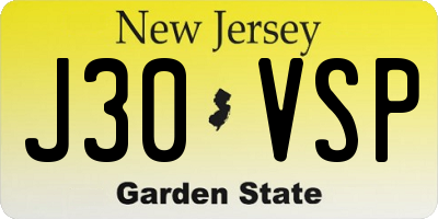 NJ license plate J30VSP