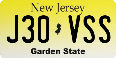NJ license plate J30VSS