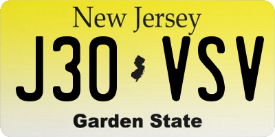 NJ license plate J30VSV