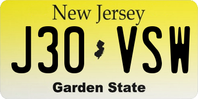 NJ license plate J30VSW