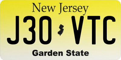 NJ license plate J30VTC