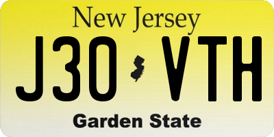 NJ license plate J30VTH