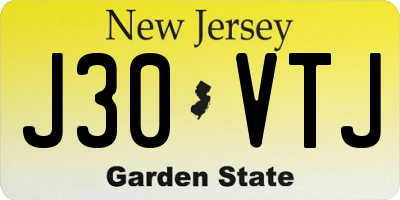 NJ license plate J30VTJ